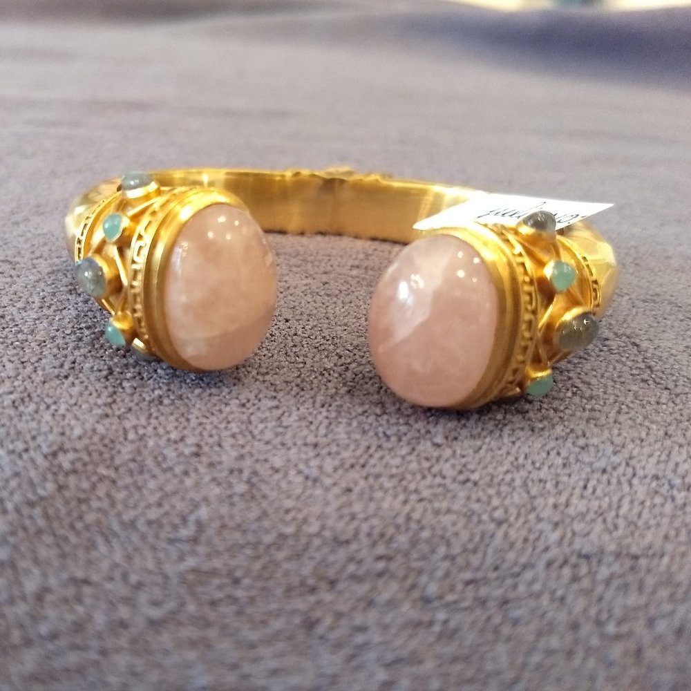 Julie Vos hinged cuff with rose quartz end stones